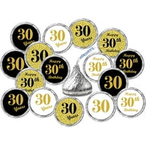 30th Birthday Kisses Stickers, (Set of 324) Chocolate Drops Labels Stickers For 30th Birthday, Kisses Party Favors Decor, 9 Designs (36 Stickers of Each)