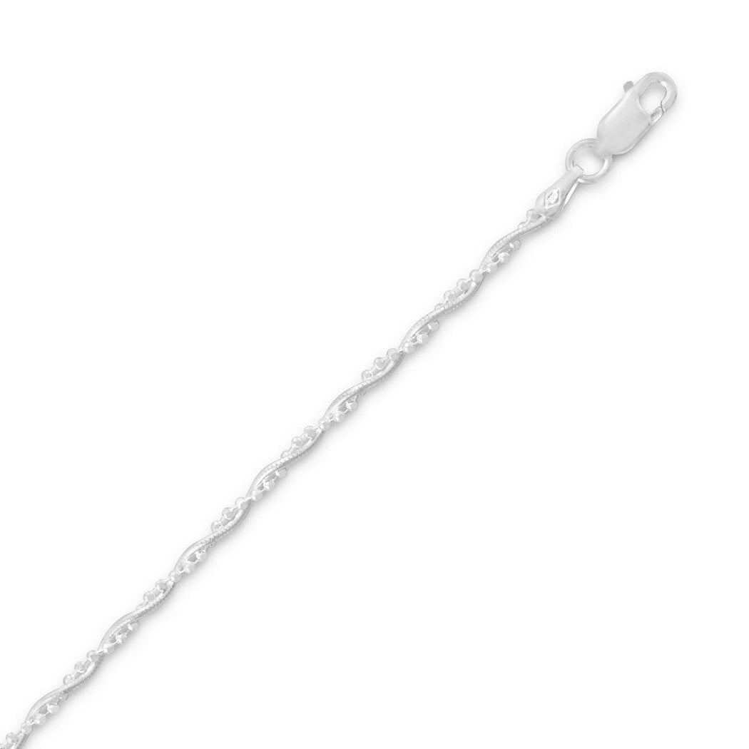 Snake and Faceted Bead Twist Chain Necklace Sterling Silver Snake and Faceted Bead Twist Chain Necklace Sterling Silver