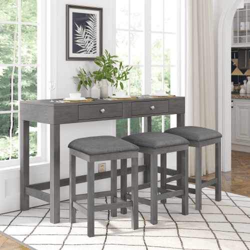 counter height console table with drawers