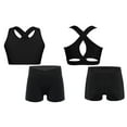thumbnail image 6 of renvena Kids Girls Sport Dance Outfits 2Pcs Cross Back Sleeveless Vest with Sparkly Rhinestones Black 6, 6 of 7