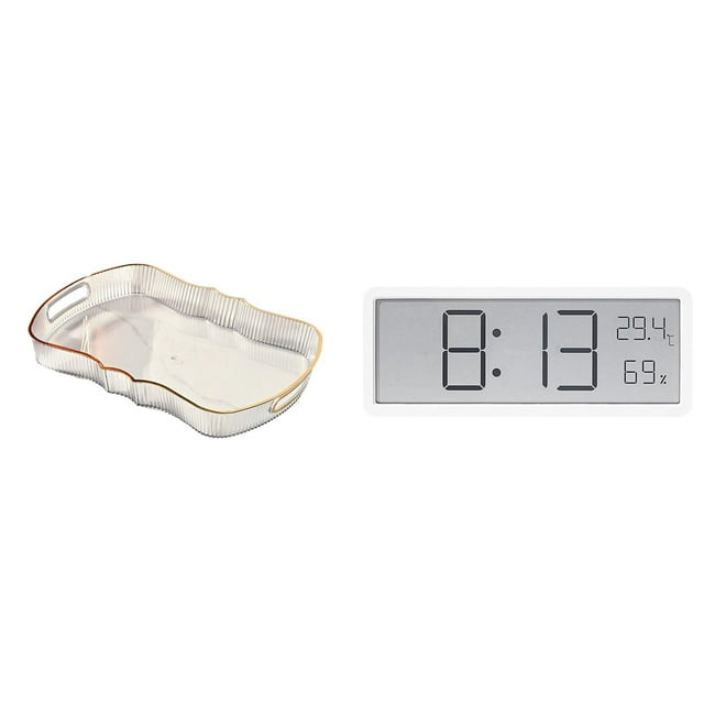 Bandeja de almacenamiento,Bandeja rectangular para servir,bandeja para postres y frutas de cocina,Reloj de pared digital,Reloj de pared digital multifuncional para oficina,Reloj de escritorio