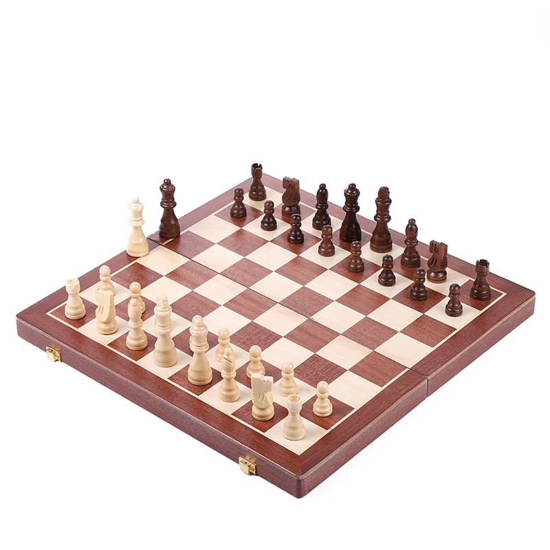 CNV 15-Inch 2-in-1 Magnetic Wooden Chess Set (Entry Level), Folding Travel Chess Set with 7.8cm King, for Chess & Checkers