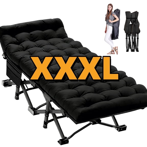 SLSY Extra Heavy Duty XXXL Camping Cot,1200D Oxford Portable Cot Bed with Carry Bag for Camping, Hiking, Travel, Guest,Supports 900 lbs