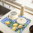 thumbnail image 2 of Yayeee Dish Drying Mat for Kitchen Counter 16" x 18" Microfiber Super Absorbent Coffee Decorative Pad, Green Lemon Plaid, 2 of 9