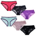 thumbnail image 2 of Curve Muse Women's Sexy Lace Bikini Hipster Panties Mid High Rise Briefs-6 Pack-PACKF-S-5, 2 of 6