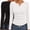 Black / Black / White (3pcs), variant on Women's Long Sleeve Henley Shirts Ribbed Knit Tops Basic Layering Slim Fit Soft Thermal Undershirts