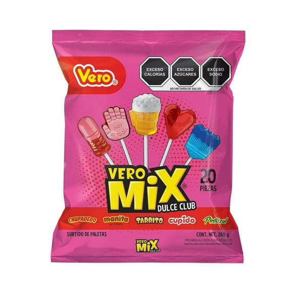 Paletas caramelo macizo Vero dulce club 20 pzas