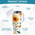 thumbnail image 2 of Yayeee 30oz Stainless Steel Tumbler with Straw and Handle Double-Wall Insulated Travel Water Bottle, Sunflowers and Leaves Pattern, 2 of 8