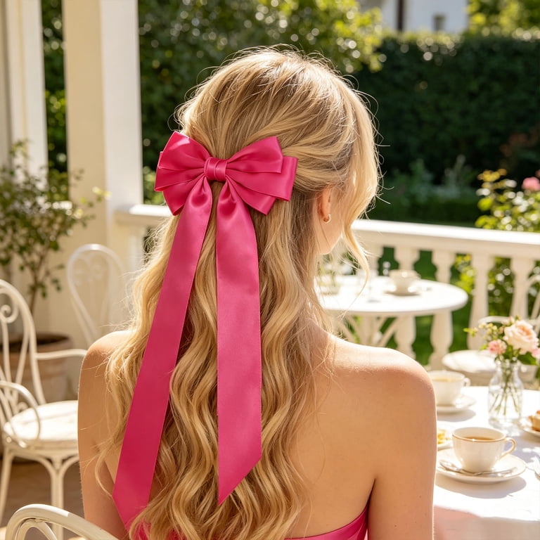 Vaidhai Satin Bow Hair Clip, Large Three-Layer Ribbon Barrette, Hot ...
