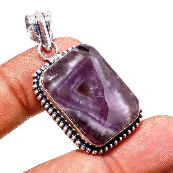 African Amethyst Lace Gemstone Handmade Fashion Ethnic Pendant Jewelry 2" SA 503
