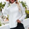 thumbnail image 1 of PEONAVET Chandail Col Roulé Femme Chandail Col Roulé Manches Longues Couleur Unie Haut, 1 of 4