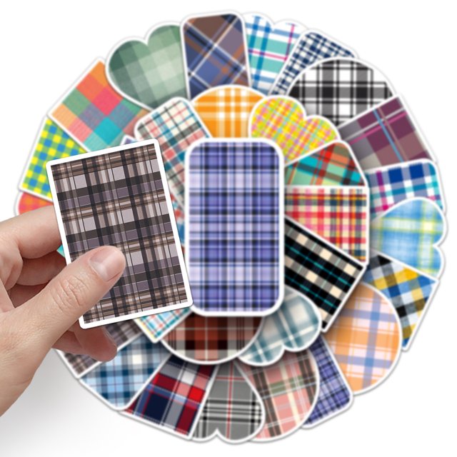 Paquete de pegatinas con estampado de cuadros, 50 unidades, vinilo a cuadros coloridos
