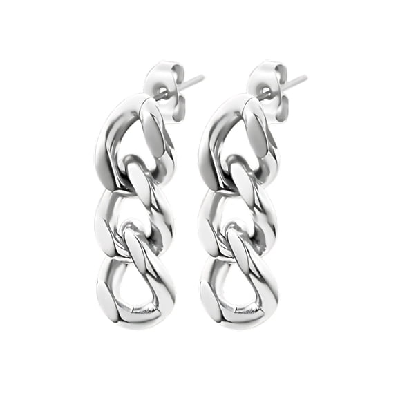Cuban Chain Link Dangle Chunky Earrings for Women Gold or Silver Stainless Steel Ginger Lyne Collection