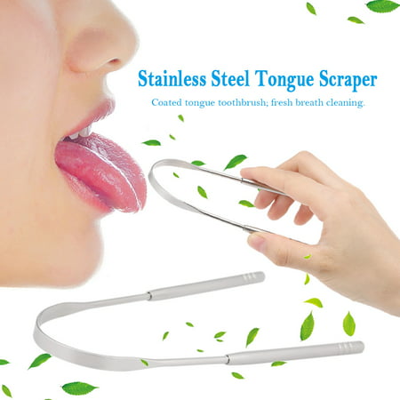 Tongue Scraper Stainless Steel Cleaner Fresh Breath Cleaning Coated Tongue Toothbrush Dental Oral Hygiene Care (Best Way To Brush Your Tongue)
