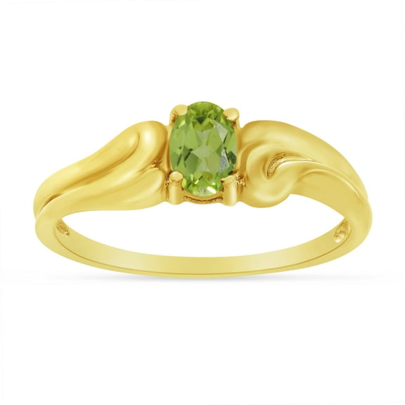 10k Yellow Gold Oval Peridot And Diamond Ring