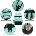thumbnail image 5 of Heavy Duty Multipocket Backpack with Front Zippered Pockets and Side Mesh Pockets in Mint Green, 5 of 6