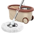 thumbnail image 3 of BAWOSEVEN Spin Mop and Bucket Set - 360° Swivel Head, Hands-Free Wringer, 4 Microfiber Pads for Tile Hardwood, 3 of 6
