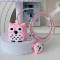 thumbnail image 3 of Cute Owl 3D Stereoscopic Silicone Charger USB Cable Protector Data Line Cord Protective Case For iPhone 18W/20W Winder Organizer Pink, 3 of 6