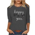 thumbnail image 2 of HongQid T-Shirts à Manches 3/4 pour Femmes, Graphiques, Décontractés, Coupe Ample, Col Ras du Cou, T-Shirts Mignons Unis, Tuniques à Manches Trois Quarts, 2 of 6