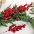 thumbnail image 4 of Bayas artificiales para decoración navideña, ramas de bayas rojas para árbol de Navidad, adornos de mesa para el hogar, corona de frutas rojas, 1/20 piezas, 4 of 4