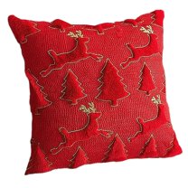 Christmas Tree Reindeer Pillow Covers 18x18 Inch Soft Plush Throw Pillow Cases for Couch Sofa Bedroom Living Room Winter Holiday Home Decor Xmas Farmhouse Decorations Festive Seasons
