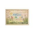 thumbnail image 1 of Lifestyle Wall Art with Frame, Hello Summer Words on a Wooden Board with Flowers Starfish Shell Design, Printed Fabric Poster for Bathroom Living Room, 35" x 23", Sand Brown Green, by Ambesonne, 1 of 2