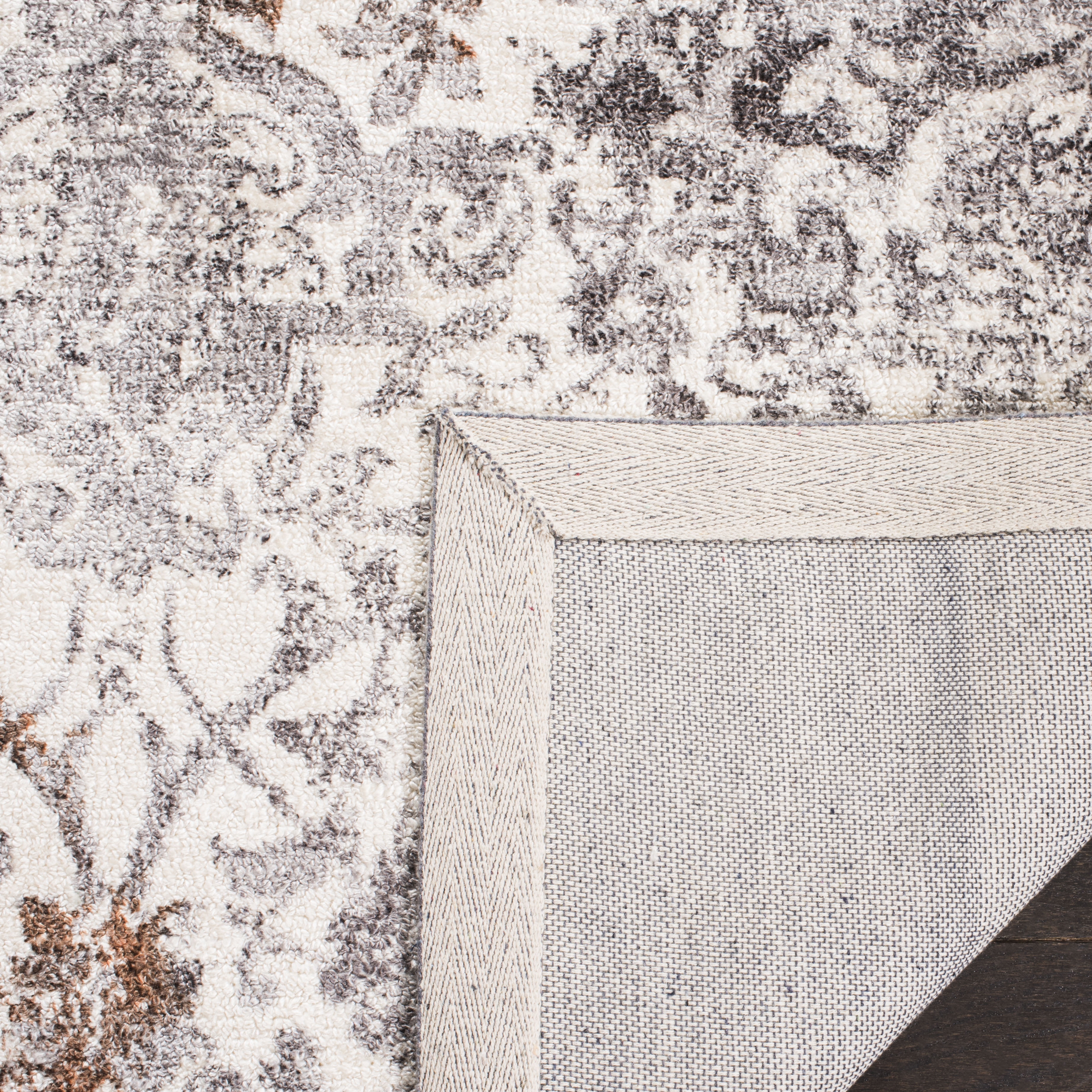 SAFAVIEH Expression Braiden Abstract Area Rug, Ivory/Grey, 6' x 9'