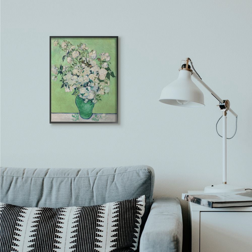 Stupell Industries Flower Pot Green White Van Gogh Classical Painting Framed Wall Art by Vincent Van Gogh