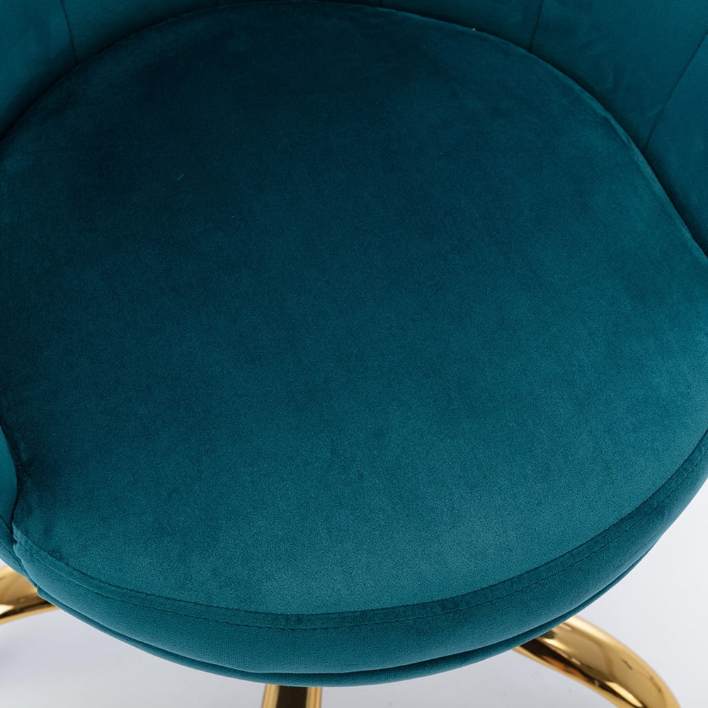 Kepooman Modern Adjustable Swivel Velvet Shell Chairs with Golden Base & Armrest, Blue-Green Kepooman Modern Adjustable Swivel Velvet Shell Chairs with Golden Base & Armrest, Blue-Green