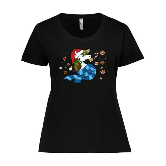Inktastic Cute Christmas Unicorn with Cookies Women's Plus Size T-Shirt