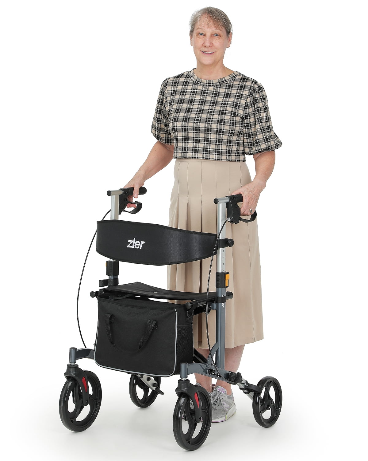 Zler Heavy Duty Rollator Walker, Bariatric Rolling Walker with Seat, 10" Front Wheels Medical