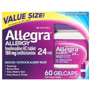 Allegra 24 Hour Non-Drowsy Antihistamine Allergy Relief Medicine, 180 mg Fexofenadine Gelcaps, 60 Ct