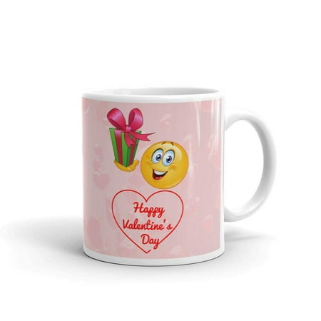 Happy Valentine's Day Emoticon With Gift Coffee Tea Ceramic Mug Office Work Cup Gift11 (Best Emoticons For Whatsapp)