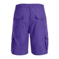 thumbnail image 7 of Resicozy Mens Cargo Shorts Lightweight Elastic Waist Knee Length Bermuda Shorts with Pockets Summer Short Cargo Pants Dark Purple 3XL, 7 of 7