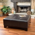 thumbnail image 1 of Darlington Espresso Bonded Brown Leather Ottoman, 1 of 4