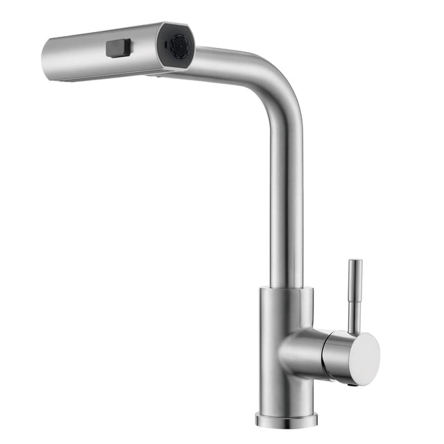 Grifo de cocina Cenosa Waterfall con rociador desplegable de níquel