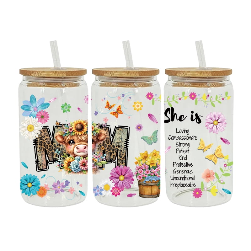 UV DTF  Sticker  Mother's Day Theme For The 16oz Libbey Glasses Wraps Cup Can DIY Waterproof Easy To Use Custom Decals D16577