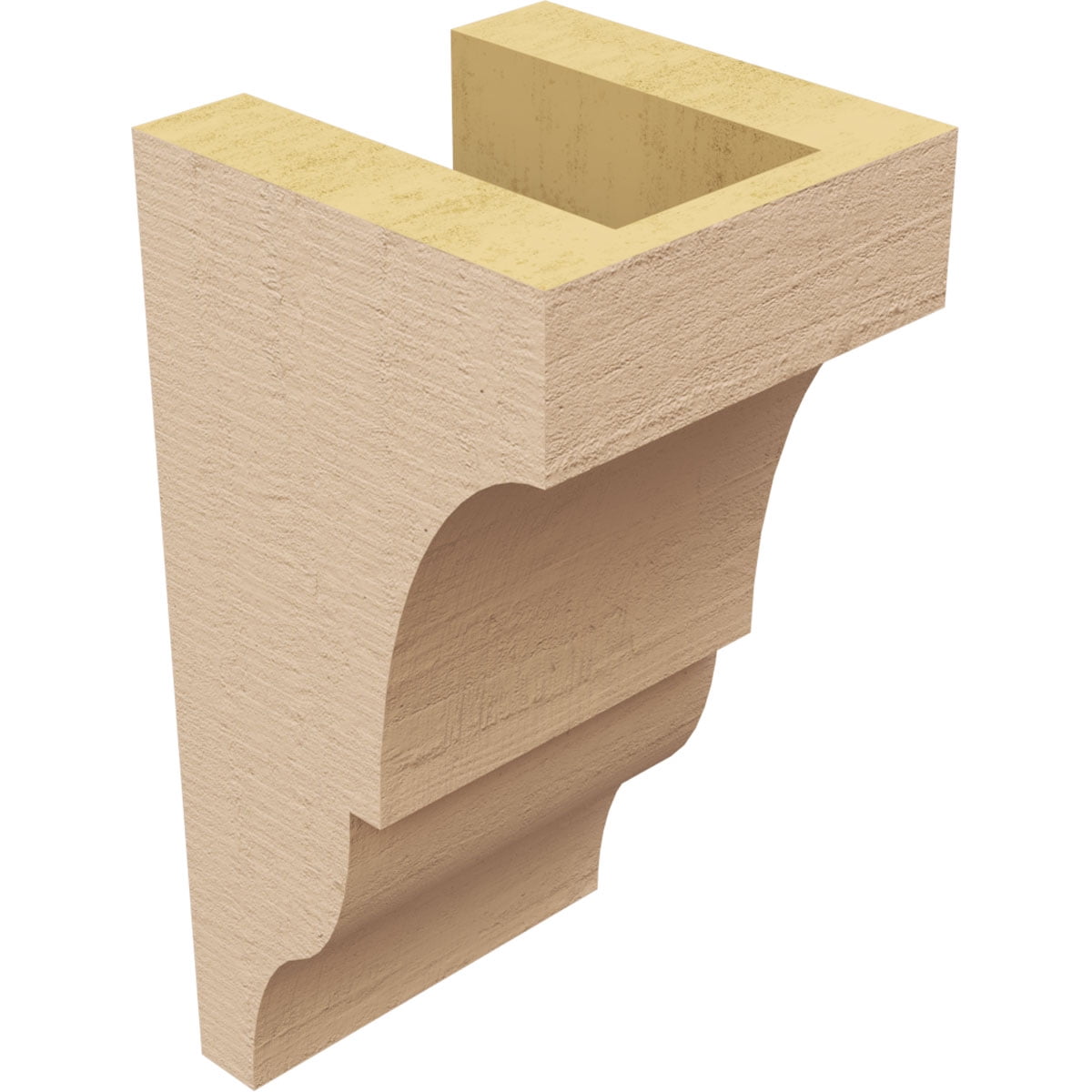 4"W x 4"D x 8"H Wide Asheboro Rough Cedar Woodgrain TimberThane Corbel, Primed Tan