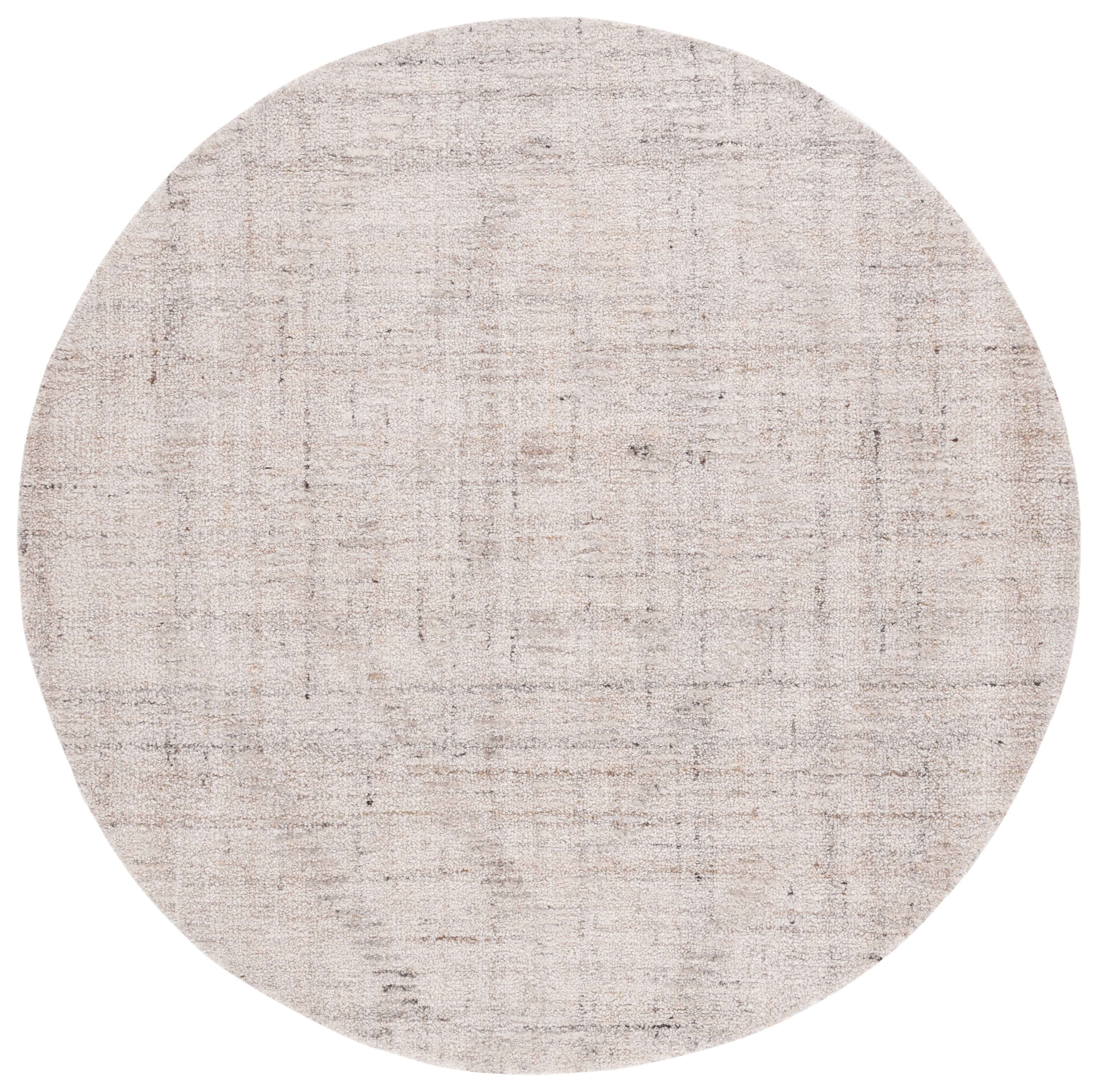 SAFAVIEH Abstract Janis Solid Polyester Area Rug, Ivory/Grey, 6' x 6' Round