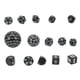thumbnail image 2 of Juego de 15 dados poliédricos acrílicos D3 a D100 para juegos de mesa, juegos de rol, suministros para fiestas, palabras en blanco y negro., 2 of 14
