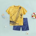 thumbnail image 2 of Toddler Boy Outfit Set Toddler Baby Boy Crane Construction Print Short Sleeve T-Shirt & Solid Shorts 2-Piece Summer Outfit Toddler Boy Summer Clothes, 2 of 6
