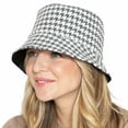 thumbnail image 2 of Empire Cove Womens Houndstooth Print Bucket Hat Fishermans-Grey, 2 of 3