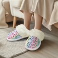 thumbnail image 3 of Chririnla Colorful Dog Paw Fuzzy House Slippers for Women Non-Slip House Shoes with Fur Edges Warm Plush Bedroom Shoes for Winter Home, 3 of 7