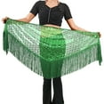 thumbnail image 6 of QHFBli Women's Sparkly Fringed Wrap Skirt, Tie Side Sequins Tassel Scarf Waist Towel for Belly Dance Festival Rave Party, 6 of 6