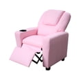 thumbnail image 3 of Kids PU Leather Recliner Chair with Cupholder, Comfy Toddlers Upholstered Armchair with Headrest and Footrest, Modern Accent Leisure Single Sofa Couch Chair for Boys & Girls, Pink, 3 of 5