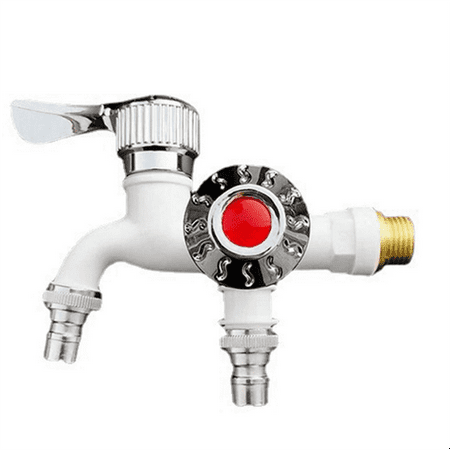 

1/2Inch Universal Interface Faucet Double Outlet Dual Control Water Tap Home Bathroom Hose Irrigation Connector White