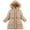 Khaki, variant on Jgppe Girl's Long Coat Hodded Windproof Long Sleeve Full Zip with Pocket Winter Warm Outerwear 5-9 Years