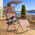 thumbnail image 5 of Patiojoy Chaise Zéro Gravité Inclinable avec Plateau à Boissons et Pare-Soleil, Brun, 5 of 5