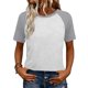 thumbnail image 1 of Camisetas de manga corta de verano para mujeres Moda de manga de raglan Color bloqueado cuello redondo Blusa casual Camisetas de manga corta de mujer Casual, 1 of 8