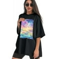 thumbnail image 3 of Plus Size Shirt for Women Black Tops for Women Short Sleeves Shirt for Women Dreamy Sky2 T Shirt Crewneck Shirt for Women XS, 3 of 5